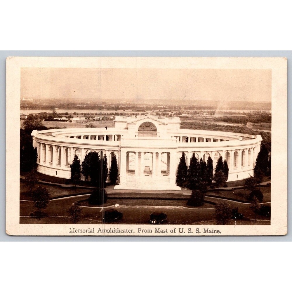 RPPC Memorial Amphitheater Arlington National Cemetery from Mast USS Maine AZO